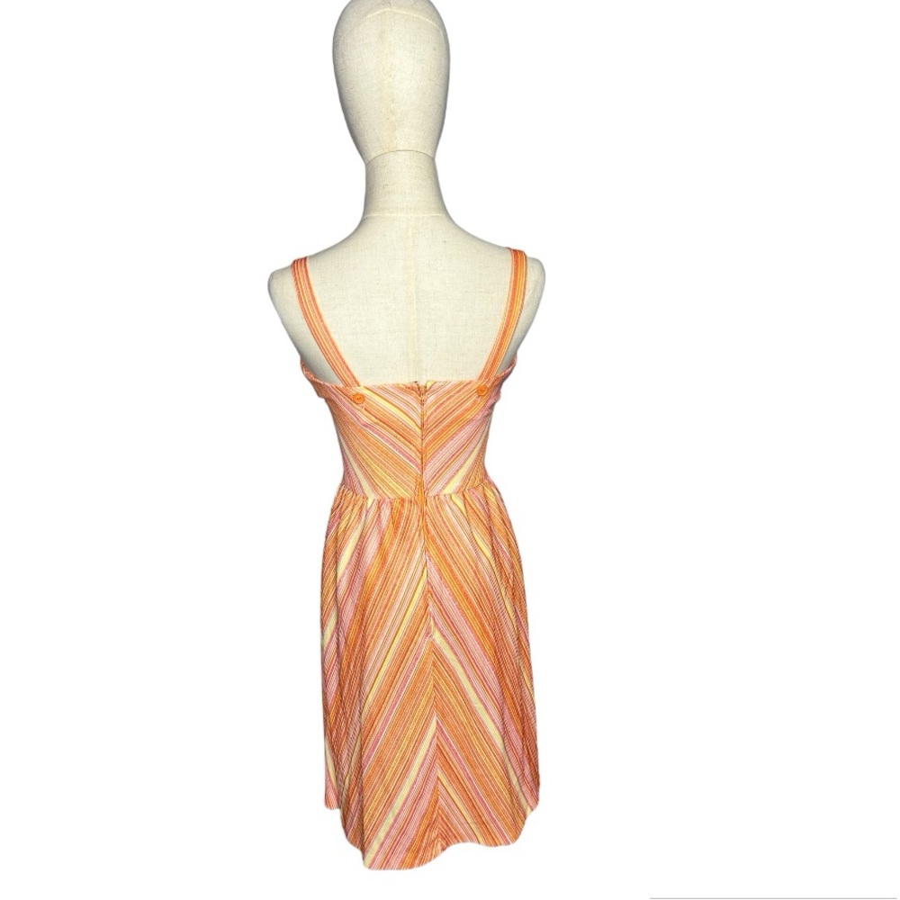Vintage Handmade Orange Yellow White Pink Stripe Sundress Size XS - Picture 3 of 7